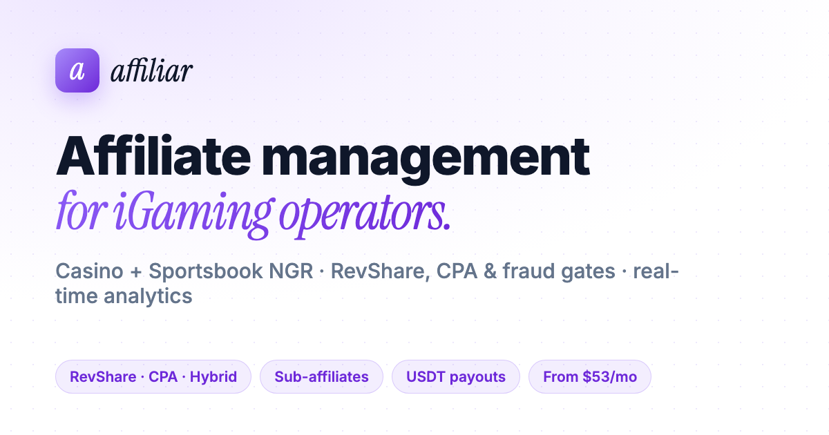 Affiliar — Affiliate Management Platform for iGaming Operators